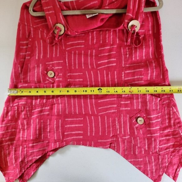 Vintage 90s Pink 100% Linen Shift Dress Sleeveless Pockets Lagenlook Summer Boho - Picture 12 of 13